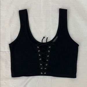 Topshop Black Tie Up Crop Top